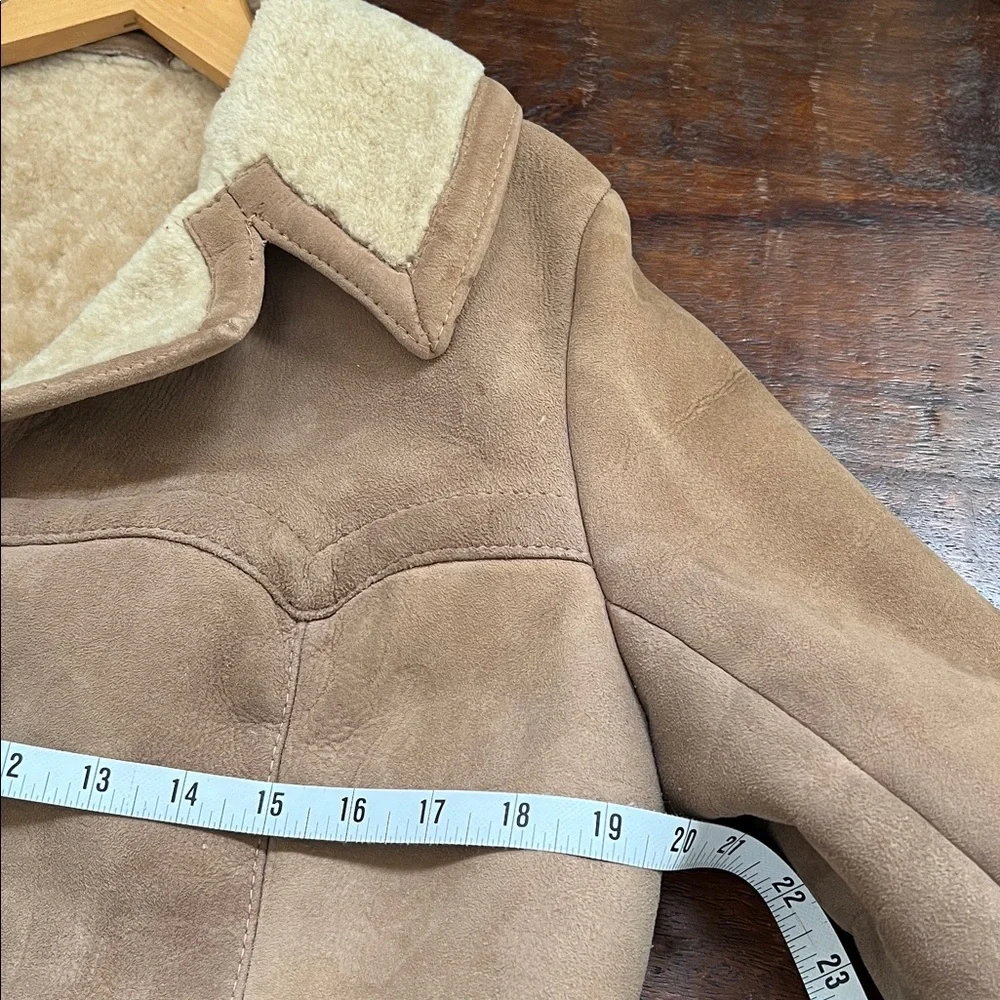 ABERCROMBIE & FITCH Lambskin Suede & Shearling Rancher Jacket Vintage Women's 14 - Picture 4 of 15